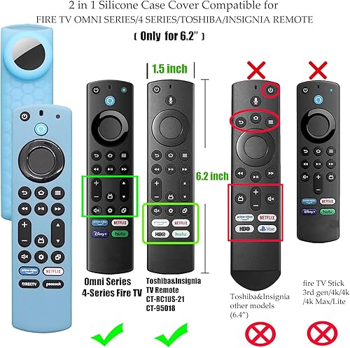 Miniatura 2 de Funda para Toshiba Remote Airtag Glow para Insignia TV NS-RCFNA-21 CT-RC1US-21 CT-95018 Alexa Voice Remote Control con Holde para Adhesivo de