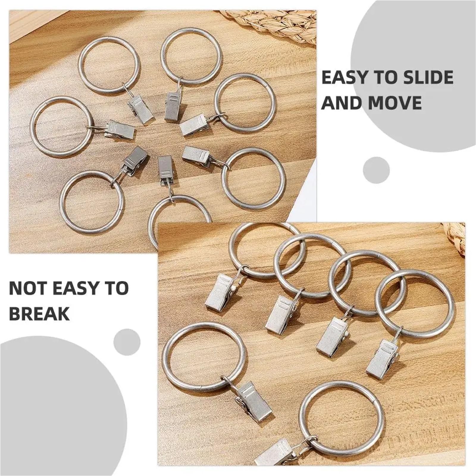 100 Stück Metall-Vorhangringe mit Clips for Stangen