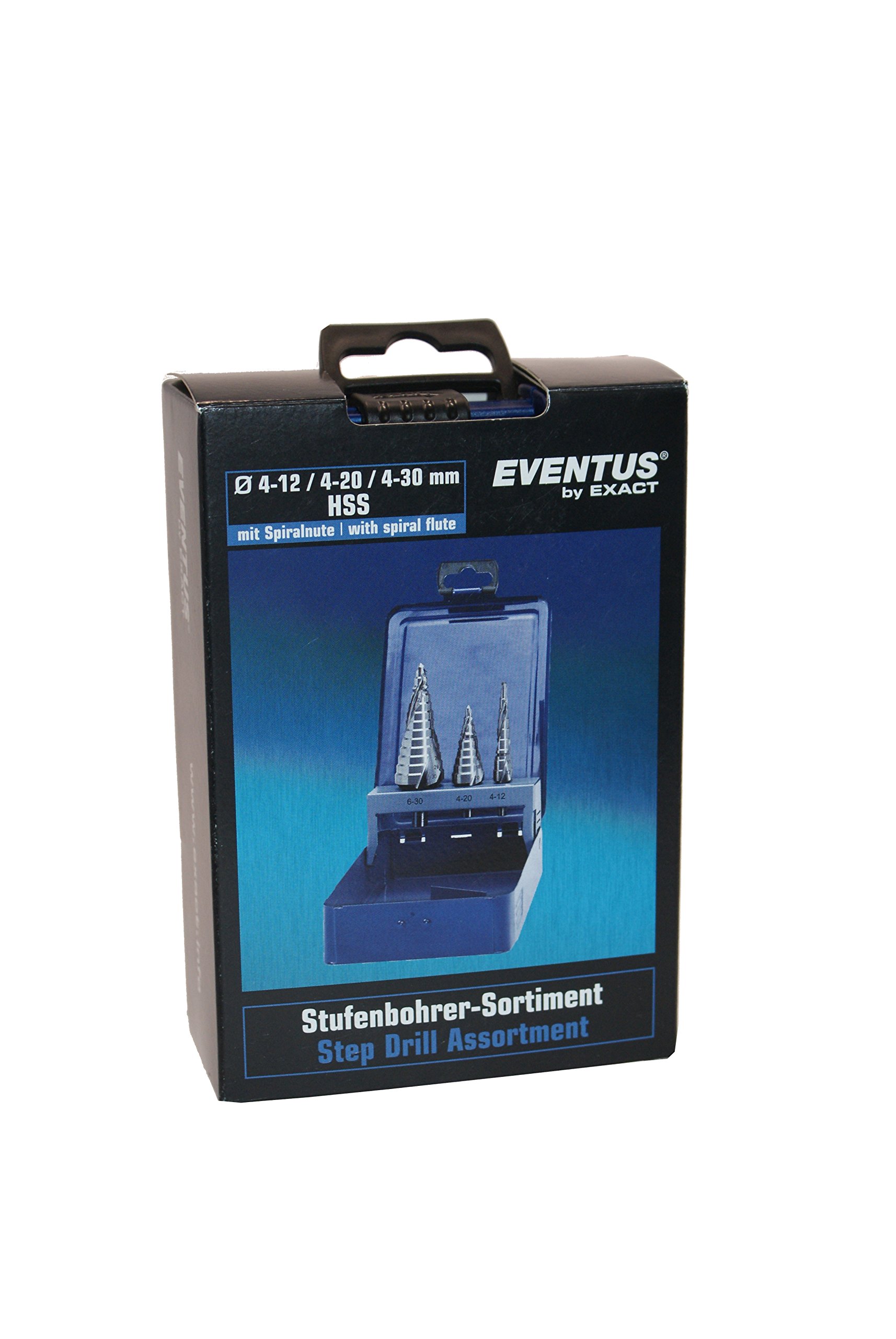 Eventus by Exact 17334 HSS zestaw wierteł stopniowych 3-częściowy 4-12 mm, 4-20 mm, 6-30 mm trzpień cylindryczny 1 zestaw