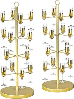 ikare Champagne Tower - 4 Tier Metal Cocktail Tree Stand for Weddings, Bridal Showers, Parties & Events - 2 Pack