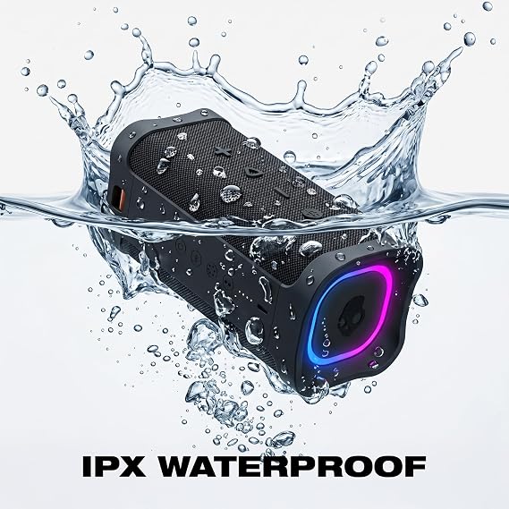 Lifeworks Skullcandy Terrain XL 2 Wireless Bluetooth Speaker, IPX7 Water Resistant, 18H Battery, Multi-Link, LED Light Show, Lightweight & Portable (Black)