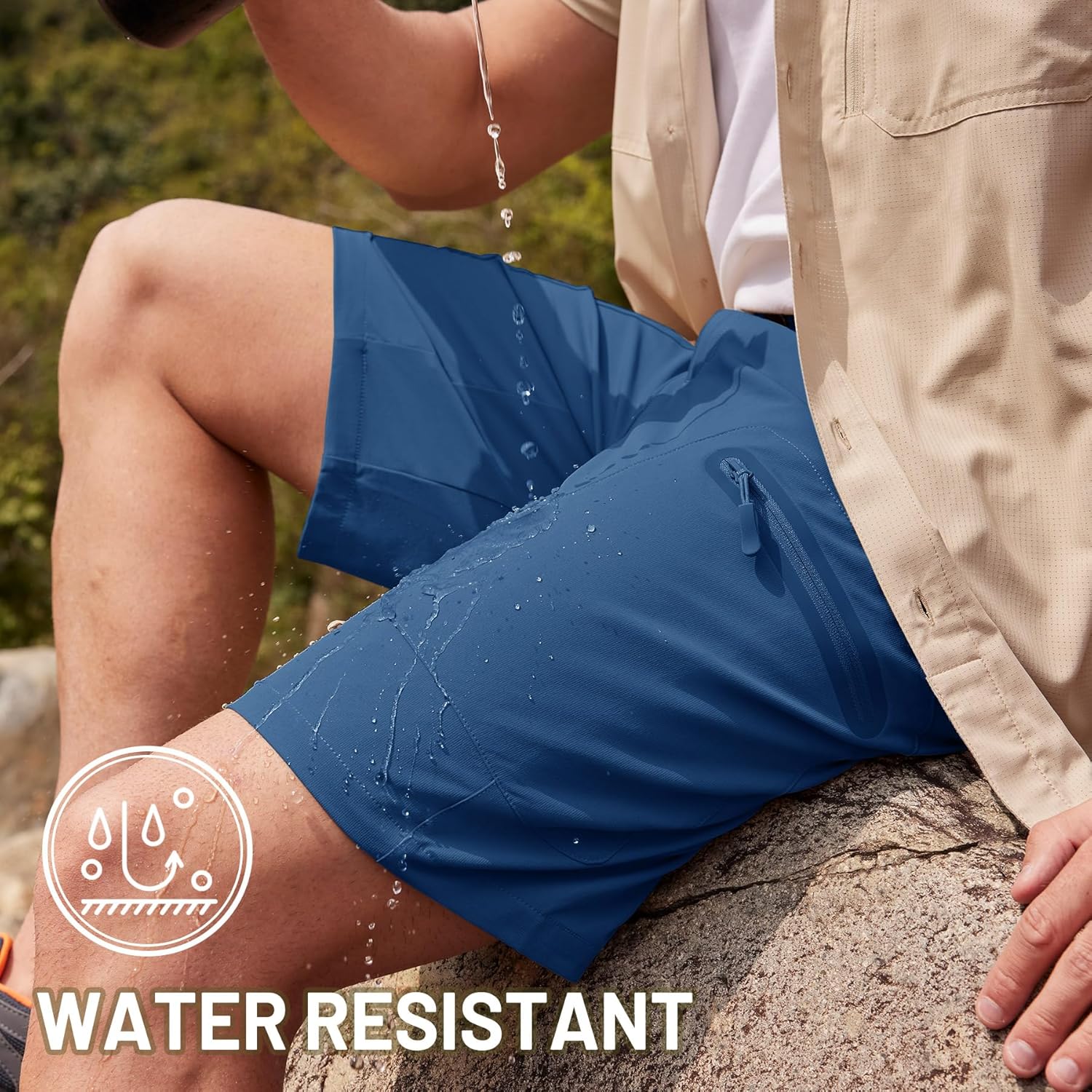 TACVASEN Men's Hiking Cargo Shorts 10" Quick Dry Lightweight Casual Summer Outdoor Golf Shorts with 5 Zipper Pockets - Image 4