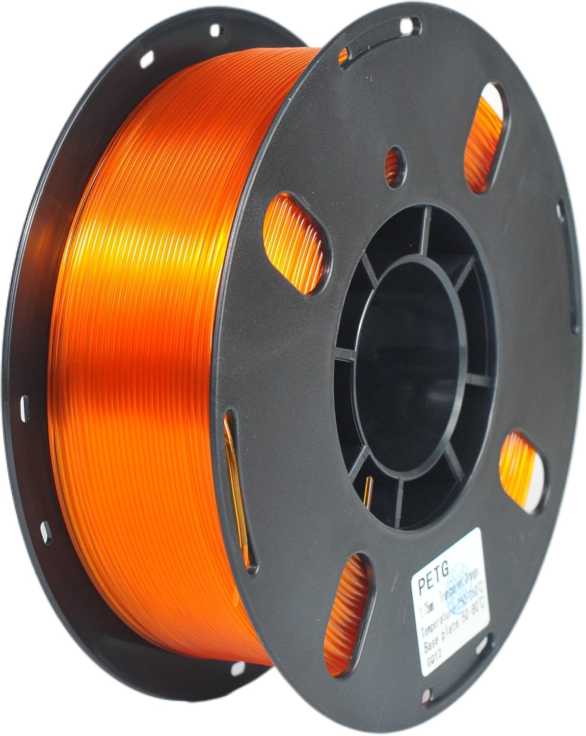 RANKI PETG Filament 1.75mm 3D Printer Filament, Dimensional Accuracy +/- 0.03 mm, 1kg Spool(Transparent Orange)