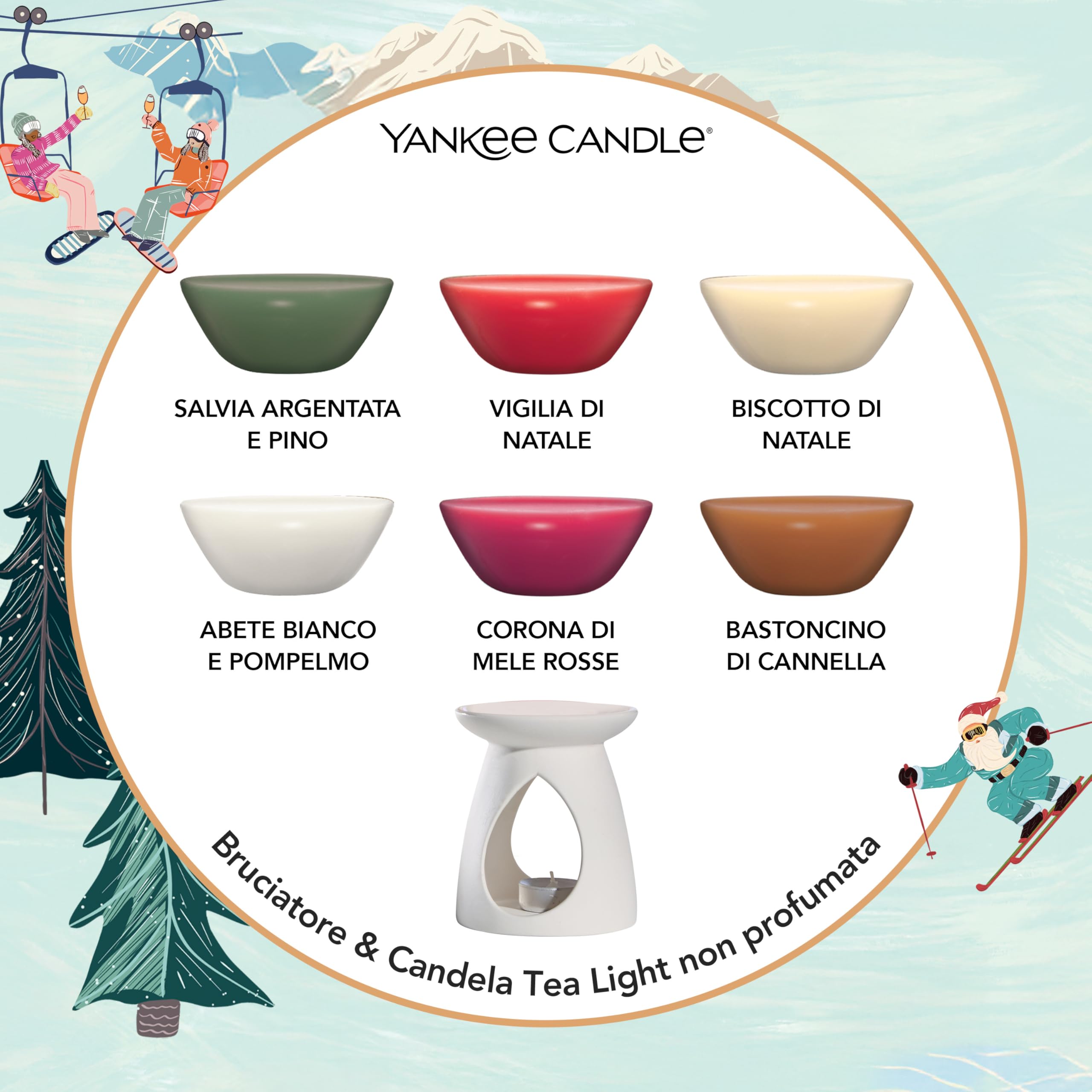 Yankee Candle Set regalo di cera profumata natalizia | 12 cere profumate1 bruciatore per cera e 1 lumino da tè senza profumo | Collezione Après Ski | Regali di Natale perfetti per le donne