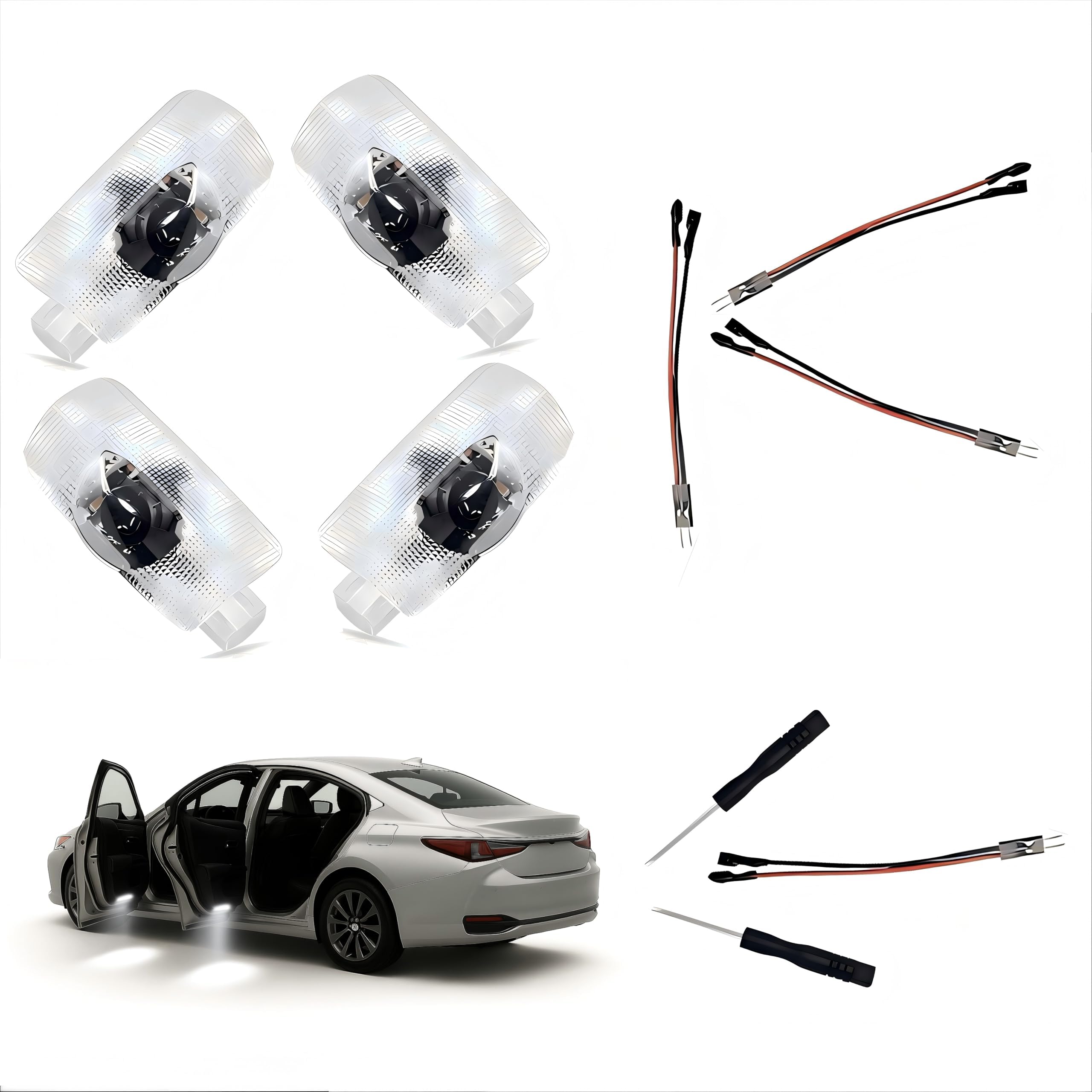 4Pcs Car Door Logo Projector Lights - [Peach Fairyers] 3D HD Ghost Shadow LED Lights for Lexus LS/ES/LX/RX/GS/GX/RC/UX Models, Universal Fit Auto Accessories with Easy Installation and Without Fade