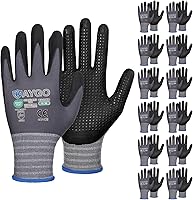 Vista 20 de KAYGO MicroFoam - Guantes de trabajo con revestimiento de nitrilo, 12 pares KG19N de nailon de punto sin costuras, micropuntos para un mejor agarre