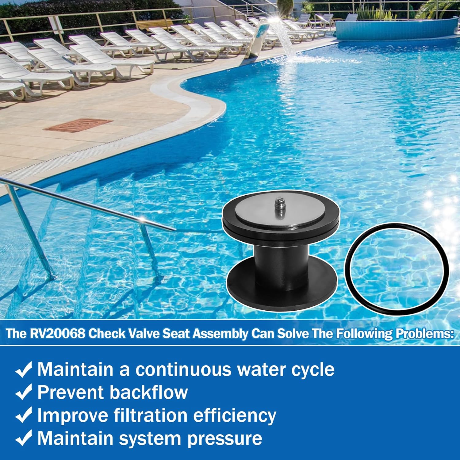 RV20068 2-inch Check Valve SEAT Assembly with O-Ring, Compatible with Ortega Check Valve Parts 073502