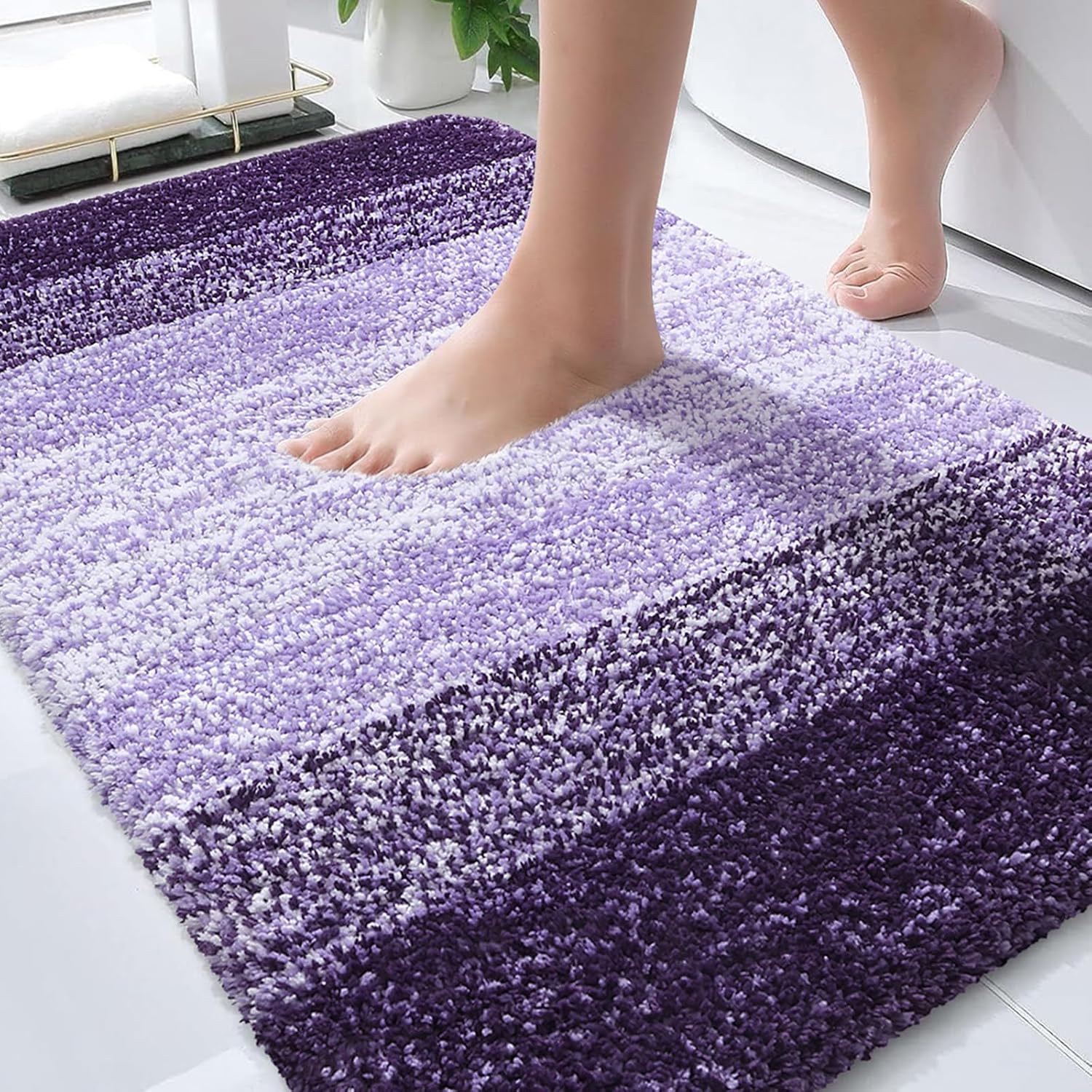 OLANLY Bathroom Rugs Mat 30x20, Extra Soft Absorbent Microfiber Bath Rugs, Rubber Backing, Quick Dry, Machine Washable Bath Mats for Bathroom Floor, Tub and Shower, Home Decor Accessories, Violet