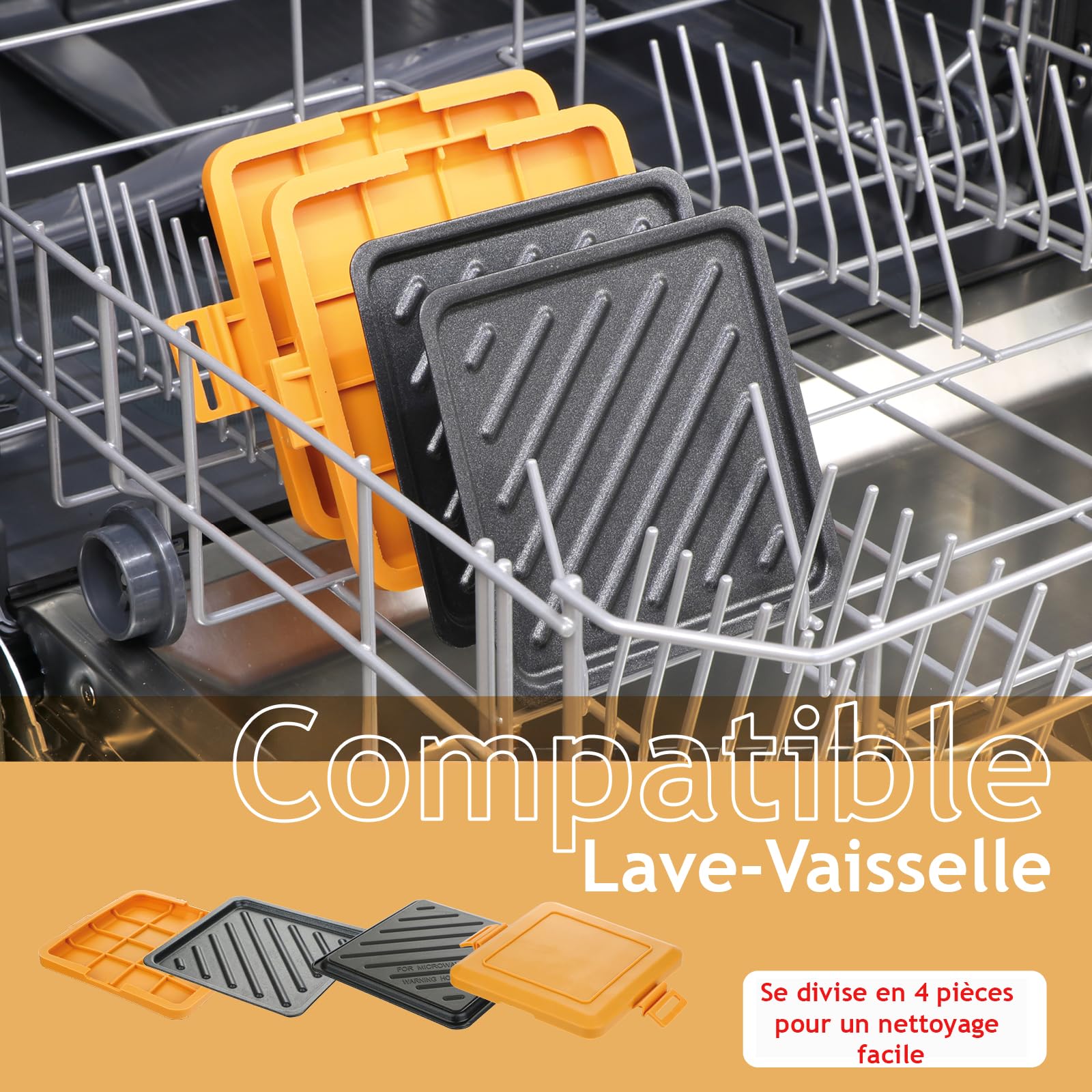 SPARES2GO Appareil à croque-monsieur pour micro-ondes, grill antiadhésif, compatible lave-vaisselle.