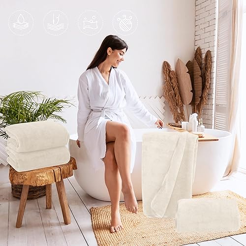 Vista 258 de TENSTARS - Toallas de mano para baño con dobladillo de seda, secado rápido, toalla absorbente de microfibra ultrasuave para baño, fitness, gimnasio