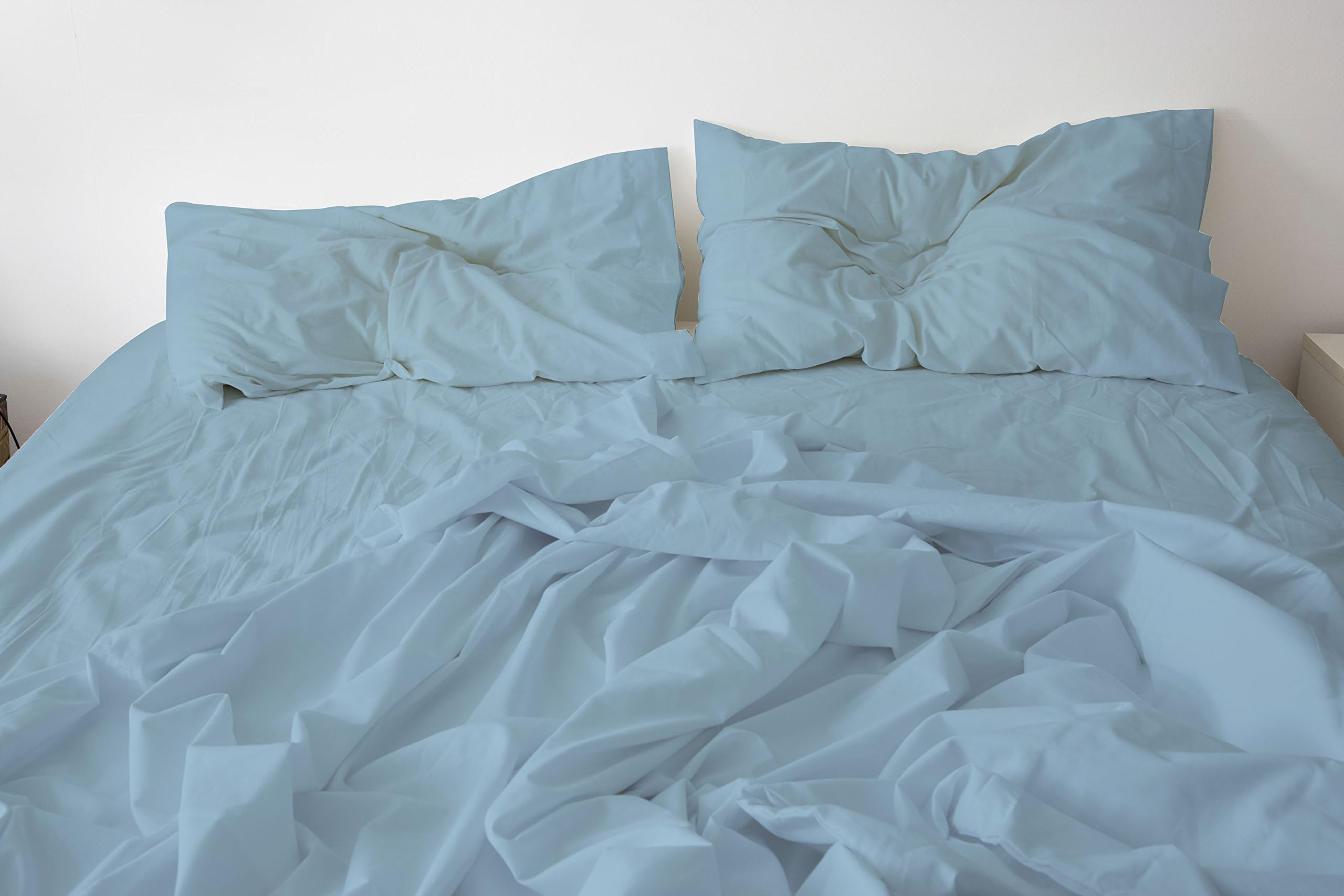 Genuine Premium Egyptian Cotton 1000 Thread Count, Made in Italy - Impression Italian Finish Morning Blue 4-Piece Sheet Set, 21 inches Deep Pocket, Single Ply, Solid Queen