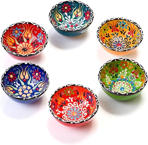 Miniatura 9 de BCS Juego de 6 cuencos de cerámica pequeños para inmersión, tabla de preparación de cocina y charcutería, plato de salsa de soja, platos decorativos