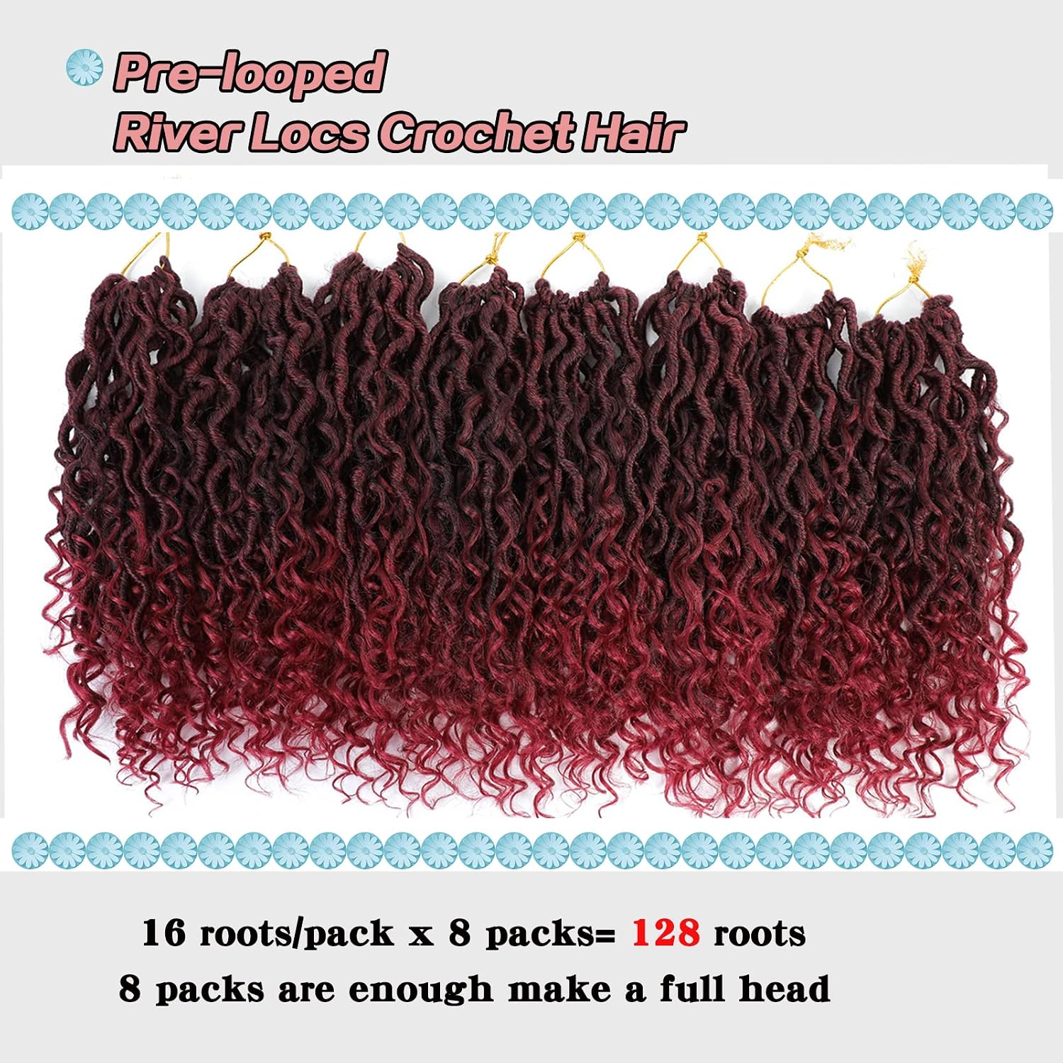 Curly Faux Locs Crochet Hair with Curls 8 Packs 10 Inch Short Goddess Locs Crochet Hair River Crochet Braids Hippie Locs Boho Style Hair Extensions for Women(#T1B/BUG)