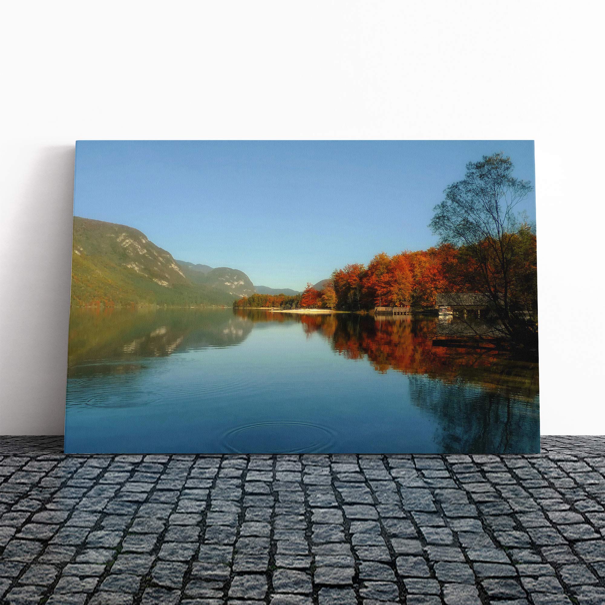 Landscape Lake Bohinj Slovenia Canvas Print | Gallery Wrapped 30mm Frame Wall Art | 24x16 inches | Ready to Hang | Modern Landscape Picture | Living Room Bedroom Lounge Office