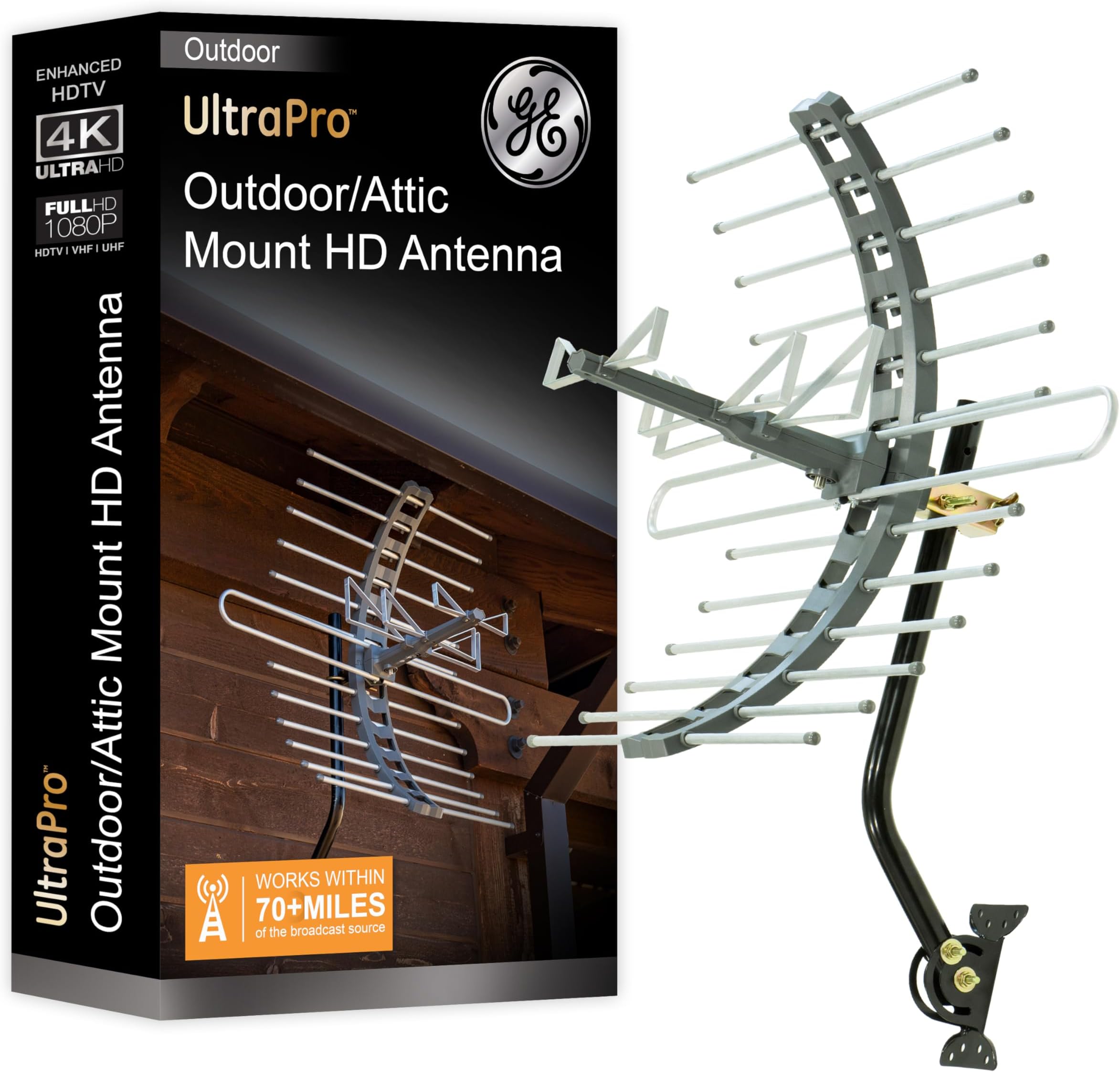 Pro Outdoor TV Antenna, Long Range Antenna, 4K 1080P VHF UHF Digital HDTV Antenna, J Mount Included, Weather Resistant, Indoor Attic Mountable, 29884