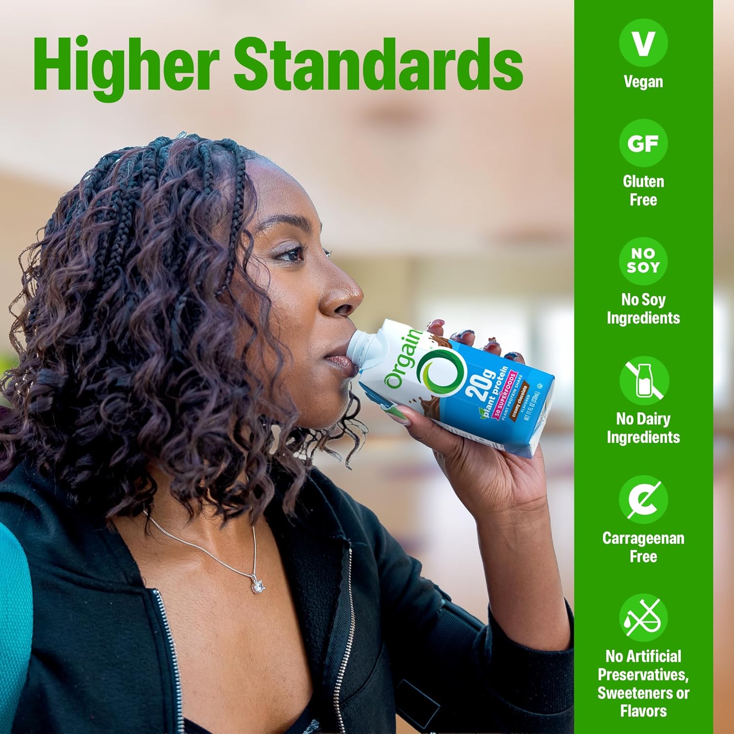Orgain Vegan Protein Shake, Creamy Chocolate - 20g Plant Protein, Ready to Drink, 50 Superfoods, 0g Sugar, Gluten Free, No Artificial Sweeteners, No Soy or Dairy Ingredients, 11 Fl Oz (Pack of 12)