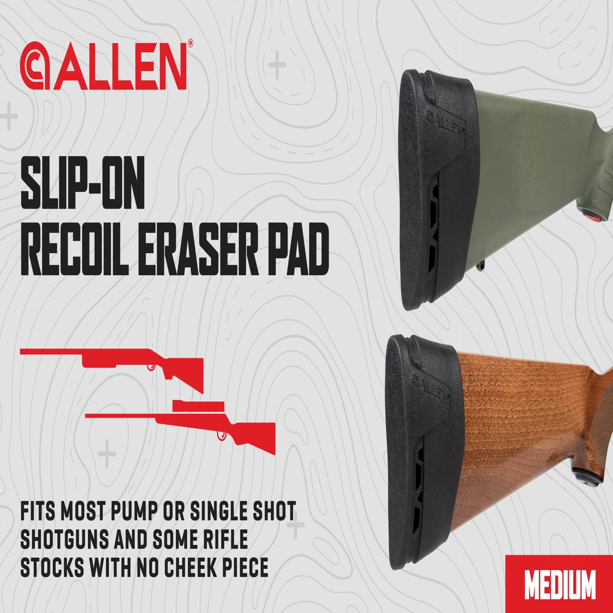 Allen Company Recoil Eraser II Slip-On Pad, Medio, Nero