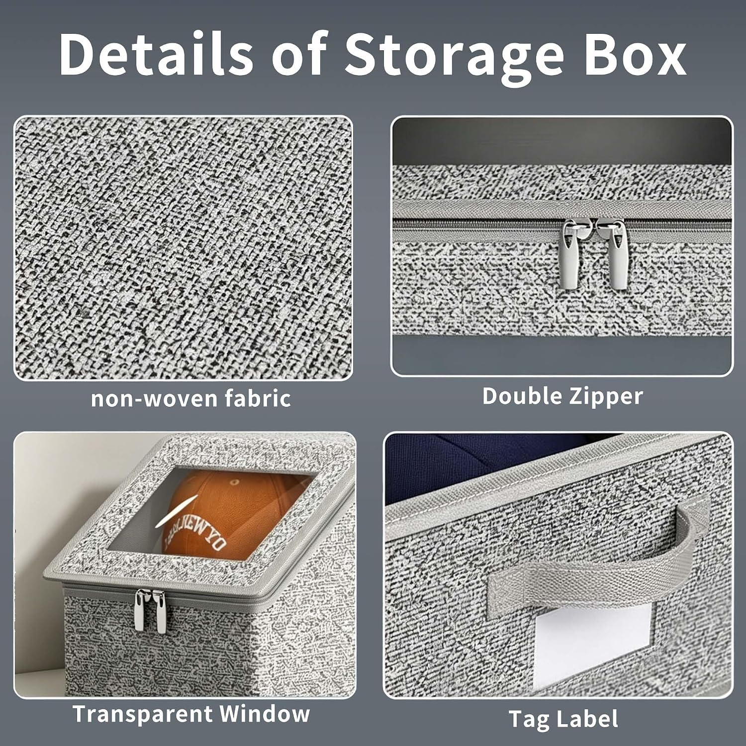 Stackable Hat storage for Baseball Caps, Hat Organizer Box with Clear Window Lid, Storage Box with Label for Underwear, Socks, Dry Towels 2PC