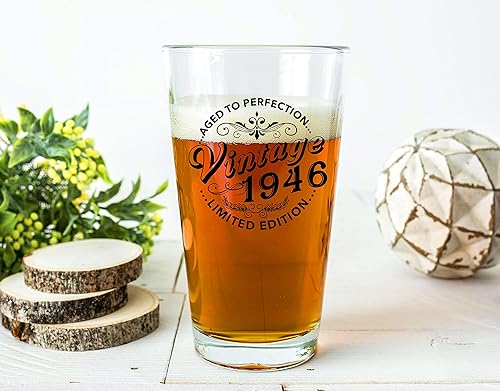 Miniatura 2 de PREZZY Vaso de cerveza vintage de 1946 75 cumpleaños de 16 onzas para hombres, regalos de cumpleaños para hombre y mujer que cumple 75 años, vaso de
