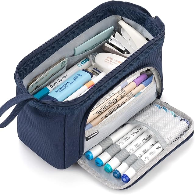 EASTHILL Pencil Case Large Capacity Pencil Pouch Handheld Pen Bag Cosmetic Portable Gift for Office School Teen Girl Boy Men Women Adult