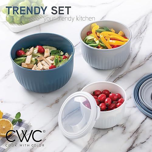 Vista 196 de COOK WITH COLOR - Juego de tazones de preparación profundos con tapas, para mezclar, de plástico, pequeños y apilables (color rosa/gris)