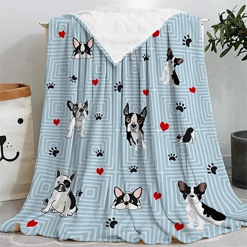 Miniatura 4 de ARNOVIC Red Hearts Boston Terrier - Manta de franela suave para sofá, sofá, decoración del hogar, para sofá, cama, lujosa, cálida y acogedora para