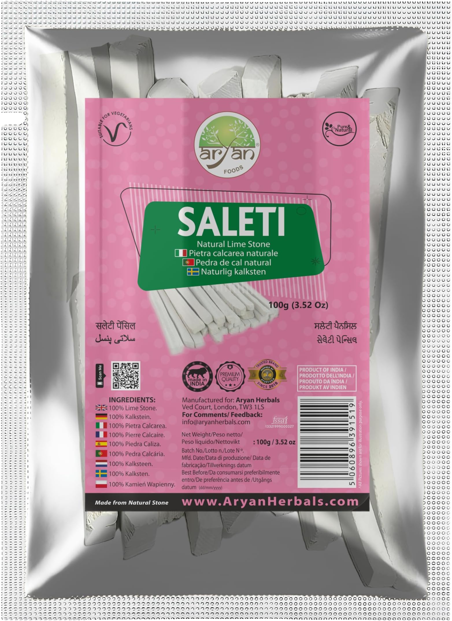 Aryan Saleti Pencil Sticks for Writing, Natura Limestone-100gm