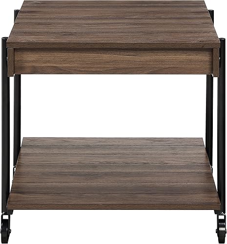 Miniatura 105 de Furniture of America Cleon Industrial - Juego de mesa de sofá y mesa de sofá con ruedas para sala de estar, color negro y roble rústico (3 piezas)
