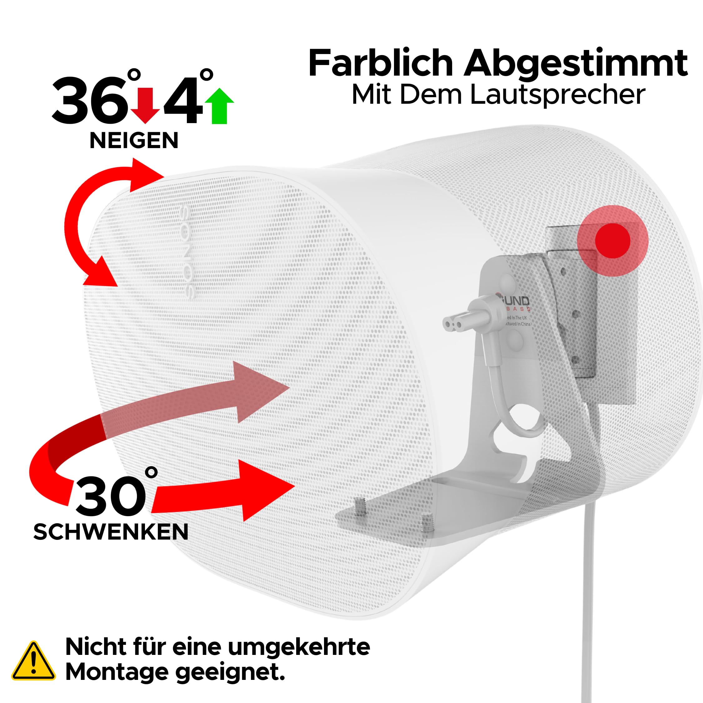 ERA300 Wandhalterung neig- und schwenkbar kompatibel mit Sonos ERA 300 inklusive Montageset Weiß Doppelt