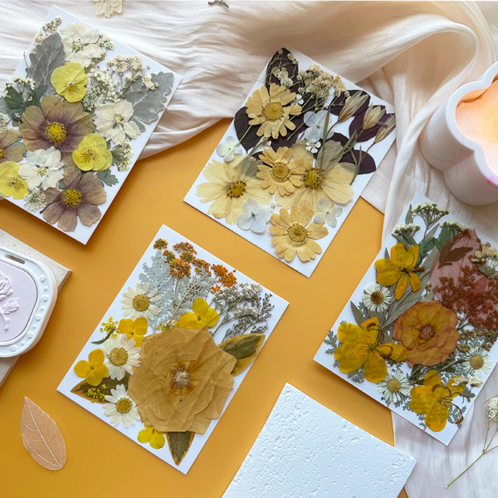 MIKIYA 90 getrocknete gepresste Blumen für Harzformen, Vintage-Weiß, echte natürliche trockene Blumen für DIY-Kunsthandwerk, Epoxid-Schmuck, Kerzen, Seifenherstellung, Nageldekoration, Handyhülle, 90