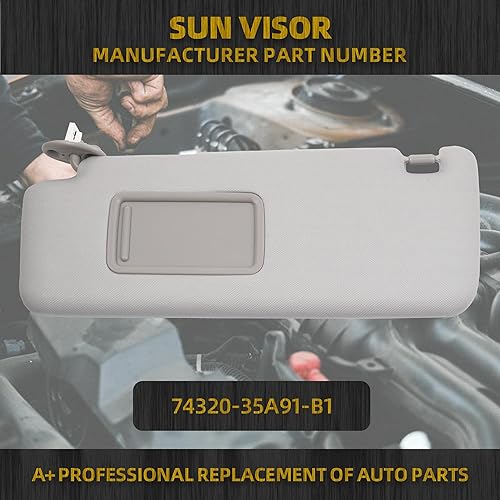 Miniatura 2 de Dasbecan Visera solar delantera izquierda para el lado del conductor con luz de tocador compatible con Toyota 4Runner 2010-2023, reemplaza #