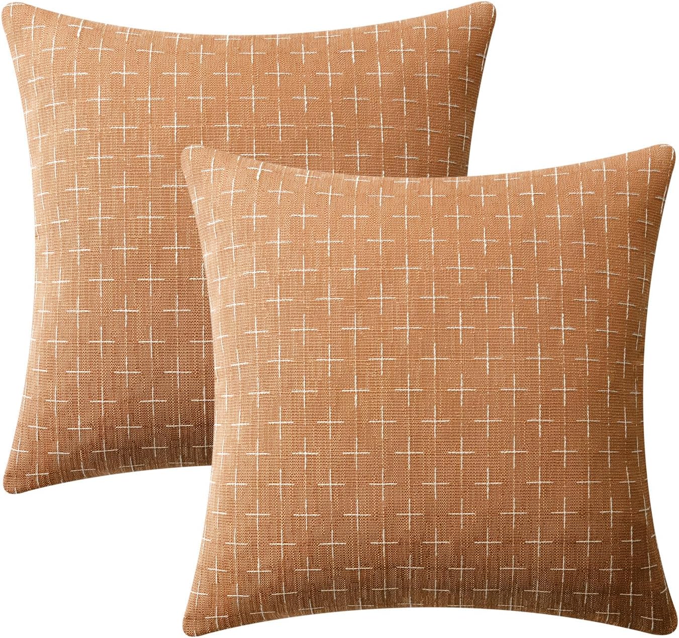 MIULEE Pack of 2 Decorative Burlap Linen Throw Pillow Covers Farmhouse Pillowcases Modern Rustic Woven Textured Cushion Cover for Sofa Couch Bed 18x18 Inch Brick