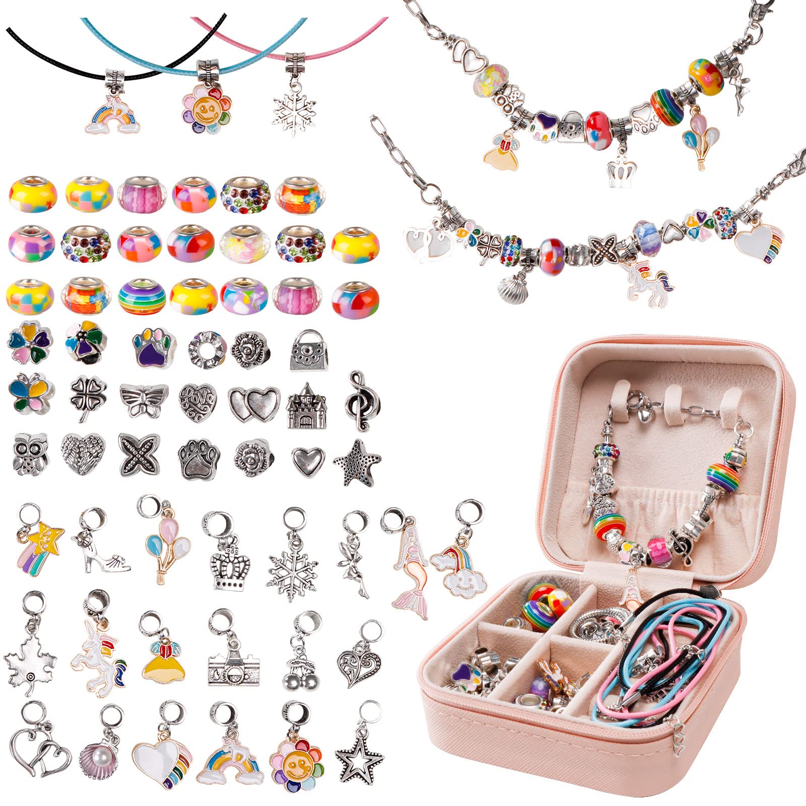 MAITING Charm Bracelet Making Kit for Girls 4 5 6 7 8-12, Jewelry Gift Box Charm Bracelet Jewelry Making Kit DIY Crafts for Kids Girls Teen Age 4-12