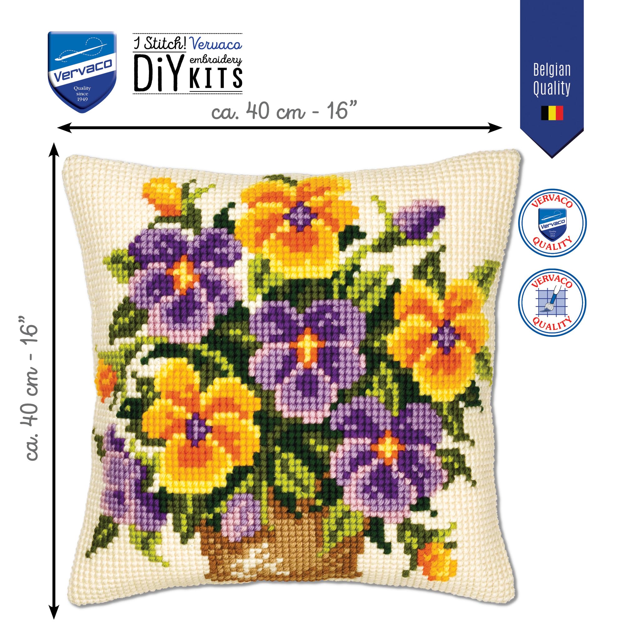 Kit Per Cuscino Ricamato A Punto Croce Vervaco - Fai Da Te Per Principianti E Esperti