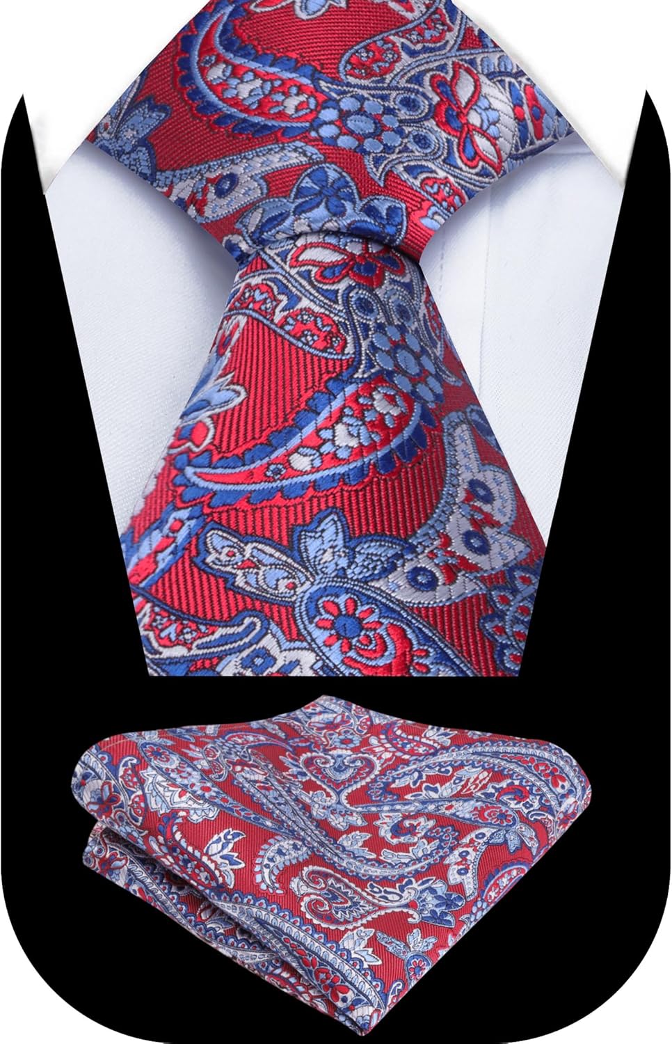 Alizeal Mens 3.15inches Vintage Paisley Tie with Pocket Square Set - Image 2