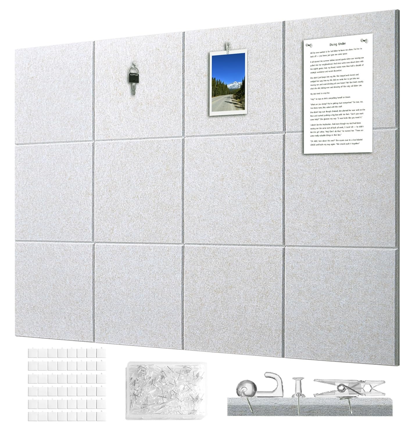 G Gamit Felt Bulletin Board Wall Tiles Large Cork Board Alternative 12 Pack 11.81”x11.81”x0.47” Felt Pin Board Tack Board with Safe Removable Adhesive Tabs for Home Office School 48x36(Light Camel) — image 1
