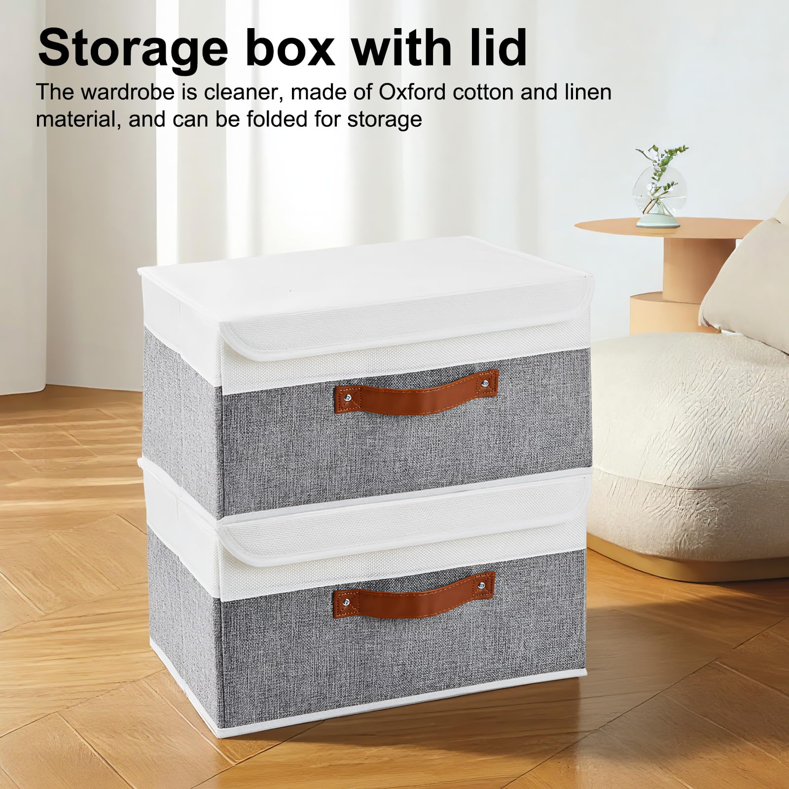 ENUMAIL 2er Scatole Sotto Letto Cubo di Stoccaggio in Tessuto con Coperchio, Contenitori per