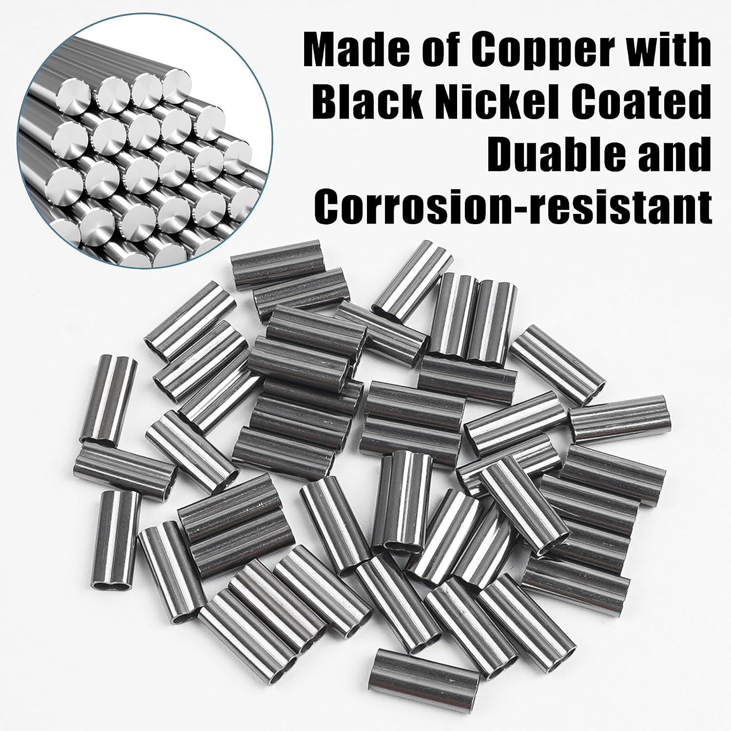 Fishing Crimp Sleeves 120pcs Double Barrel Crimp Sleeves Brass Copper Crimping Sleeve Tubes Fishing Line Connector Fishing Wire Leader Rigging Tackle