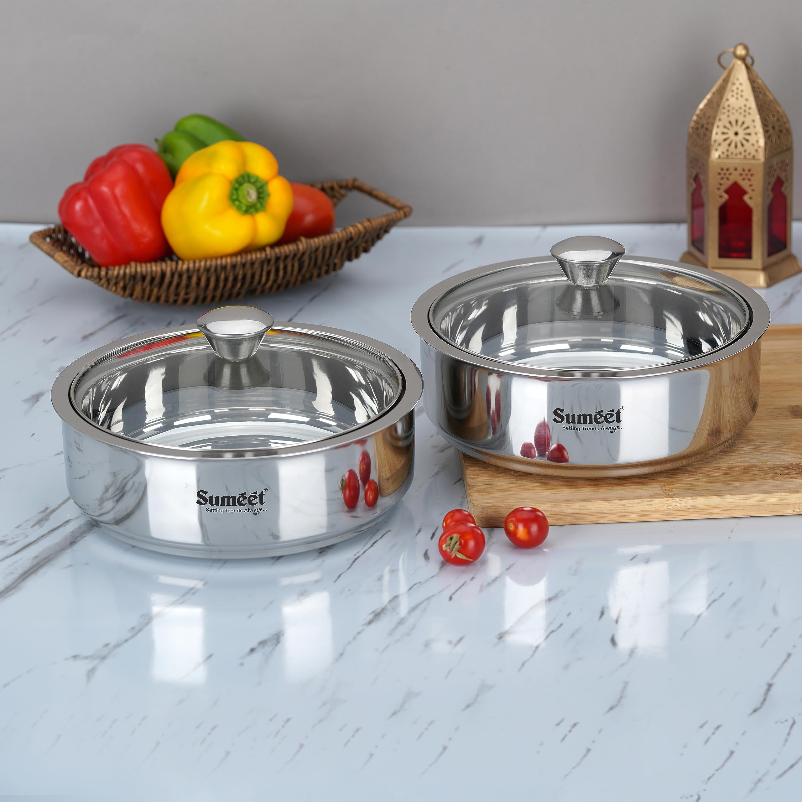Sumeet Stainless Steel Casserole with Glass Lid (1600ml) | Includes Roti & Gravy Pots | Keeps Food Warm & Fresh | Ideal for Rotis, Chapati, and Sabzi | Dishwasher Safe — Amazon image 10