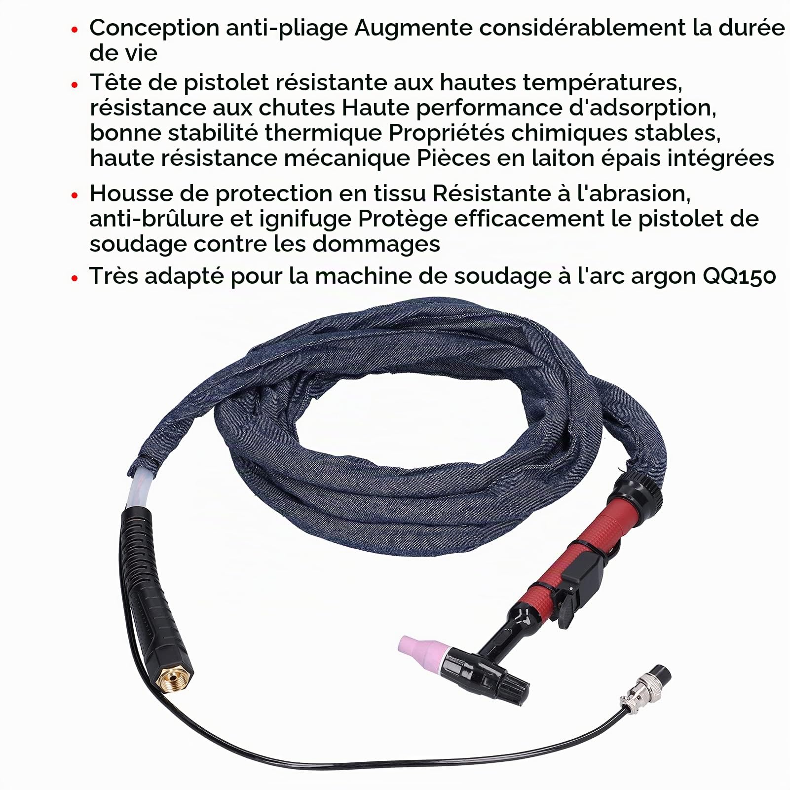 Kit de Torche de Soudage TIG 3.7M Torche de Soudage Pistolet de Soudage TIG avec Buses pour Machine de Soudage à L'arc à L'argon QQ150