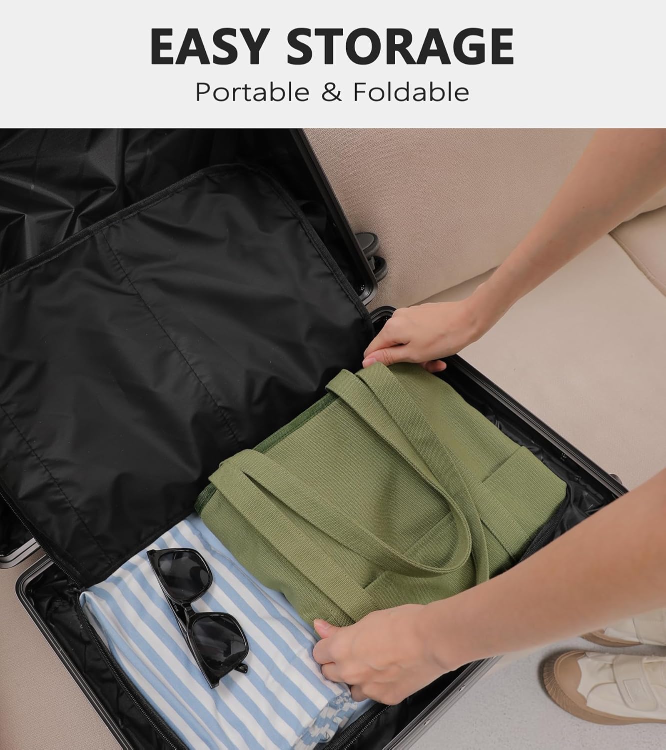 Extra Large Canvas Tote Bag for Women Men, Utility Work Bags with Zipper - Image 7