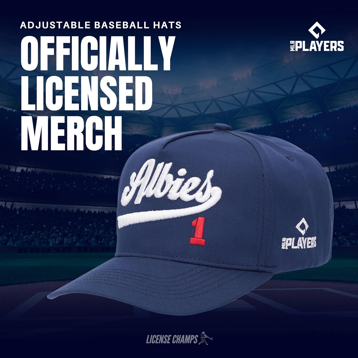 Officially Licensed MLBPA Baseball Hat Adjustable Snapback Cap, Embroidered Performance Curved Brim Hat for Men, Women & Kids
