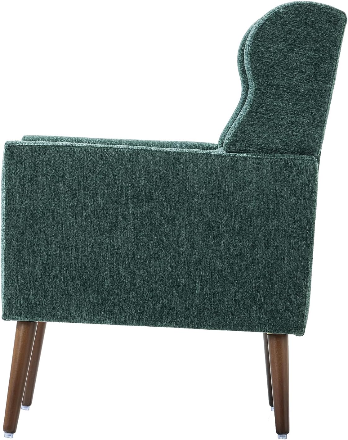 Blackish Green Modern Accent Chair,Chenille Arm Chairs for Living Room,Upholstered Mordern Armchair,Comfy Soft Padded Lounge Chair in Small Space, w/Pillow, Solid Wood Leg