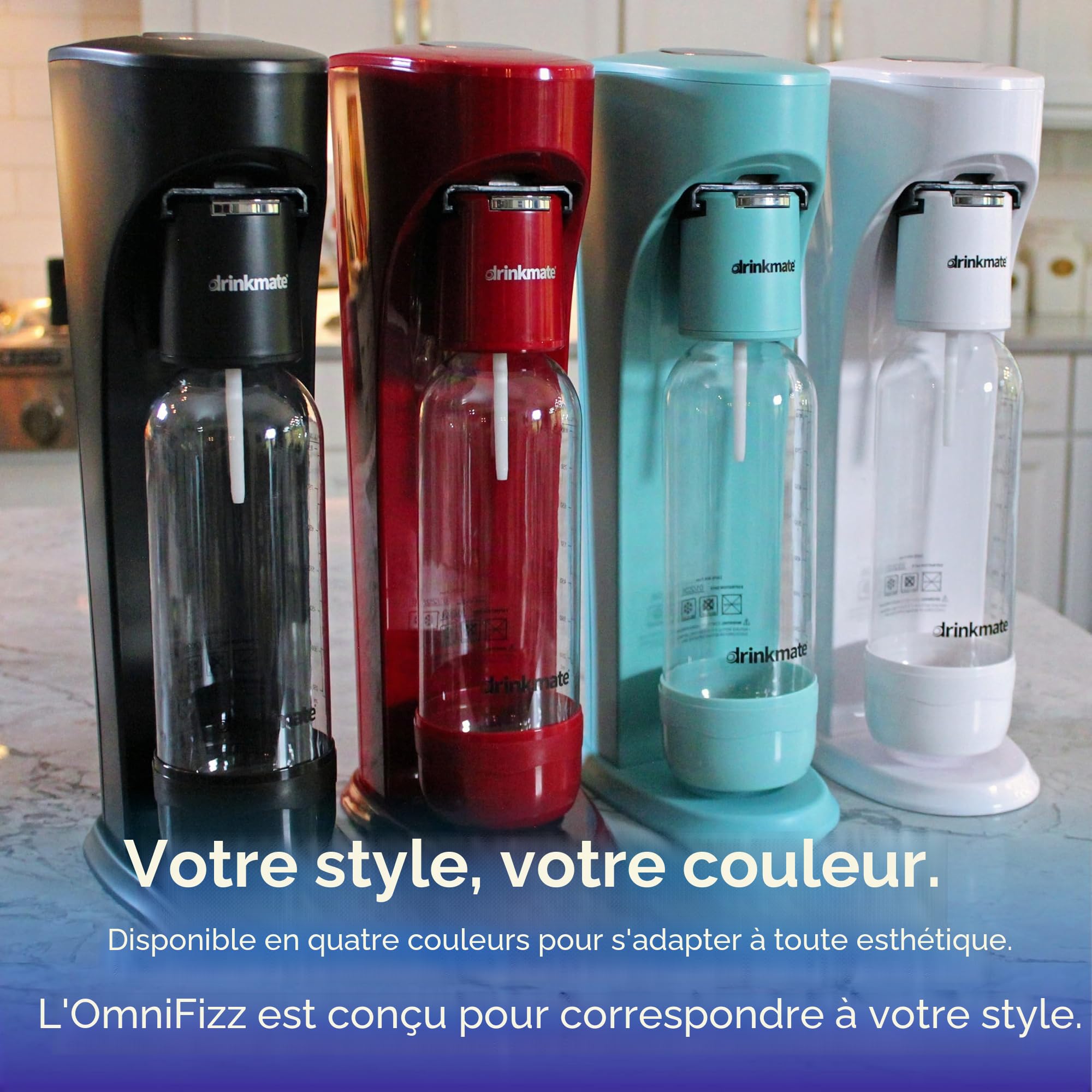 DrinkMate Machine à gazéifier pour eau et boissons gazeuses, recharge de CO2 non incluse, noir mat