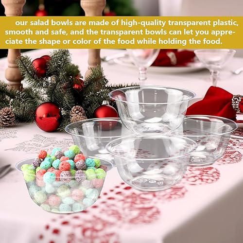 Miniatura 7 de BadenBach Paquete de 100 cuencos de plástico duro de 10 onzas, cuencos de plástico transparente desechables de plástico transparente para sopa,