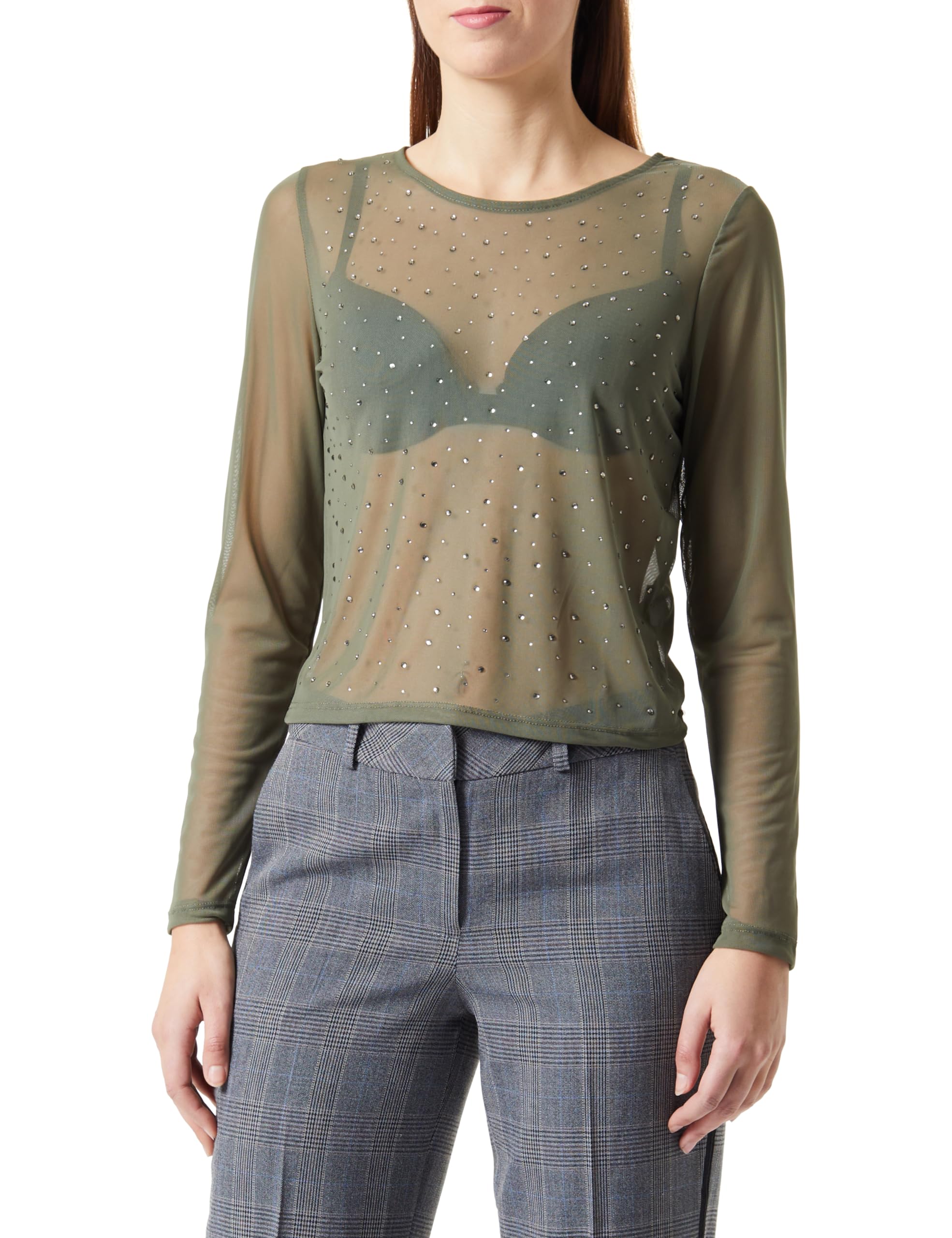 Trendyol Women's Straight Long Sleeve Regular Blouse, Khaki, M