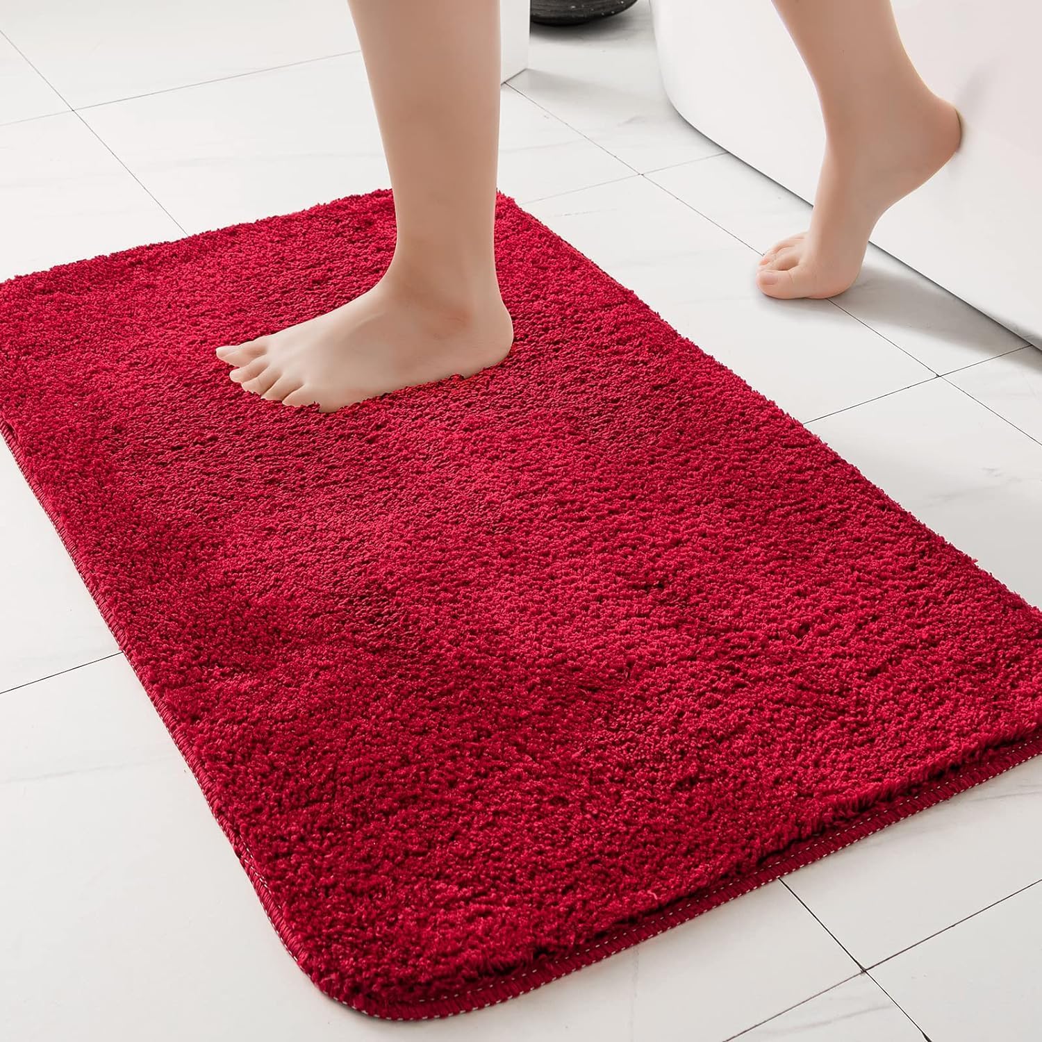 Doormat for Bedroom, Bathroom, Kitchen, Living Room, Home Entrance, Room Mats, Floor Mat, Main Door, Rugs, Non Slip Mats, Door Mat, Soft Fluffy Door Mat Pack of 1 (Red, 16x24 inch)-image-29