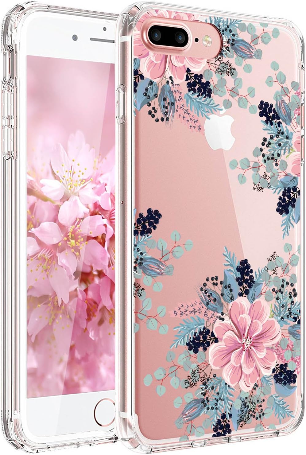 JAHOLAN iPhone SE 2022 Case,iPhone SE 2020 Case,iPhone 8/7 Case,Cute Girl Floral Design Clear Slim Cover Case for iPhone 6/6S/7/8/SE 2020 2022 - Begonia Flower