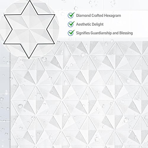 Miniatura 2 de WRISIN Tapete antideslizante para bañera y ducha, tapete de goma natural con ventosas y agujeros de drenaje, tapete de baño grande sin BPA y PVC,