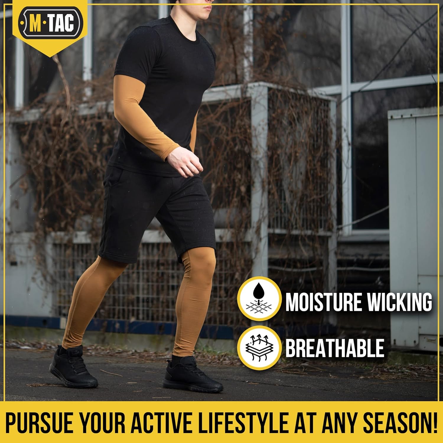 M-Tac Men’s Thermal Underwear Set – Military Fleece Lined Base Layer Top & Bottom, Tactical Cold Weather Gear in Coyote Brown - Image 2